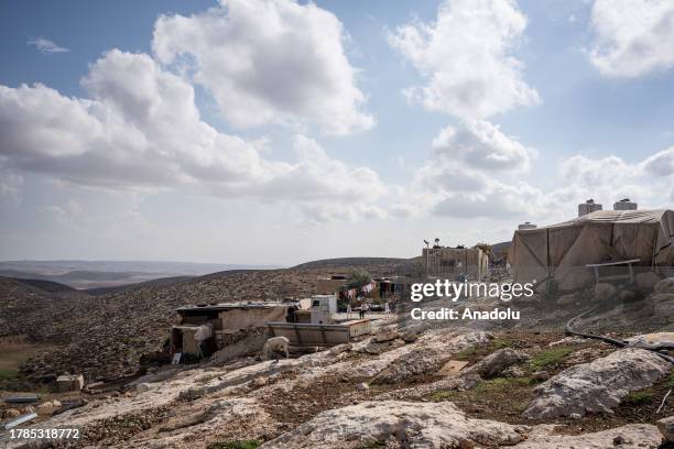 View of Um Faragah village in Hebron, West Bank as the United Nations report states that since Oct. 7, 820 Palestinians have been displaced in the...