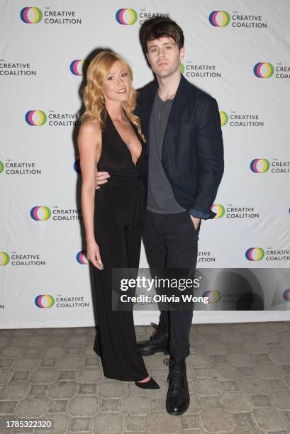 Katherine McNamara and Joey Batey attend The Creative Coalition's NextGen: The Fifty Night at Spartina on November 09, 2023 in West Hollywood,...