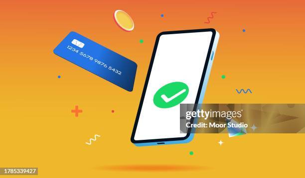 mobile phone, credit card and graphic elements vector illustration - cash back financial transaction stock illustrations