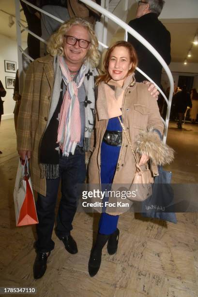 Pierre Jean Chalençon and Myriam Charleins attend the "In Transit" Norman Reedus Preview hosted by Mark Hachem at Galerie Joseph on November 09, 2023...