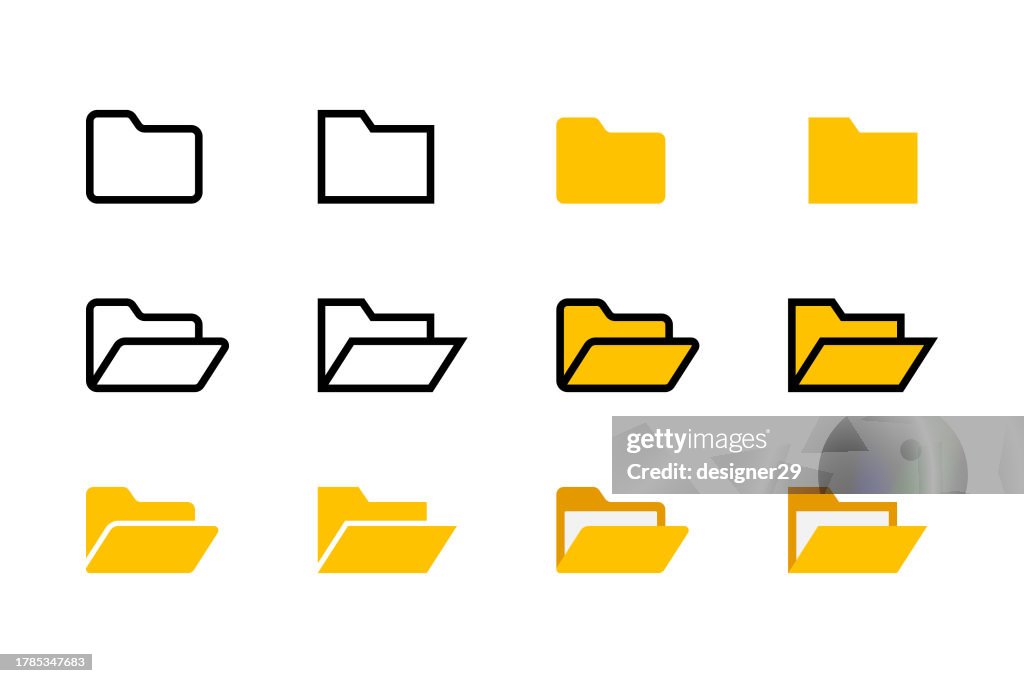 Computer File Folder Sign 2d Computer Folder Sign Set Vector Design High-Res Vector Graphic - Getty ...