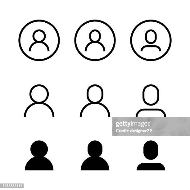 illustrazioni stock, clip art, cartoni animati e icone di tendenza di disegno vettoriale del set di icone dell'utente o dell'avatar. - avatar