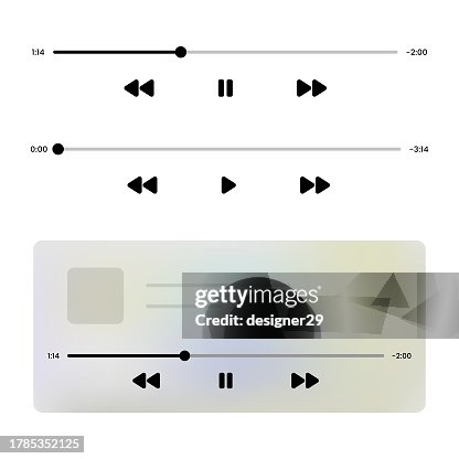 Video or Audio Player Bar Set Vector Design on White Background. Video or Audio Player Bar Set Vector Design on White Background.