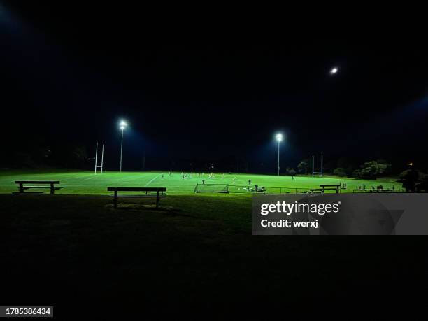 soccer field at night - team sport australia stock pictures, royalty-free photos & images