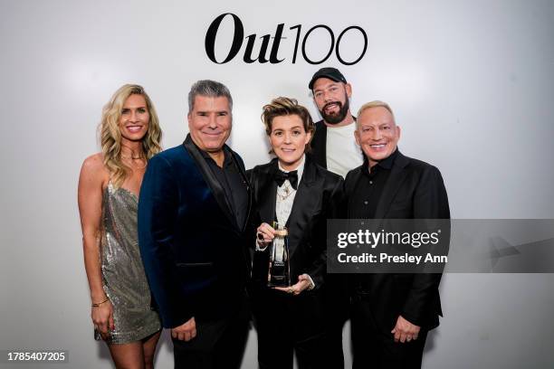 Jennifer Lovejoy, Joe Lovejoy, Brandi Carlile, Daryl Croston and Mark Berryhill attend The Out100 Party 2023 at NeueHouse Hollywood on November 09,...