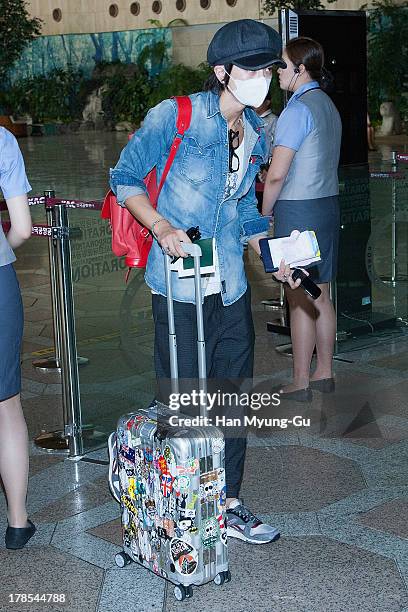 Kwangsoo of South Korean boy band Choshinsung is seen on departure at Gimpo International Airport on August 30, 2013 in Seoul, South Korea.