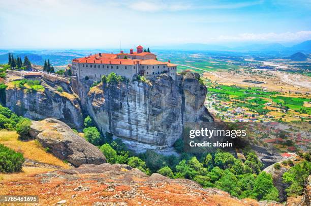 monastery of st. stephen - meteora stock pictures, royalty-free photos & images