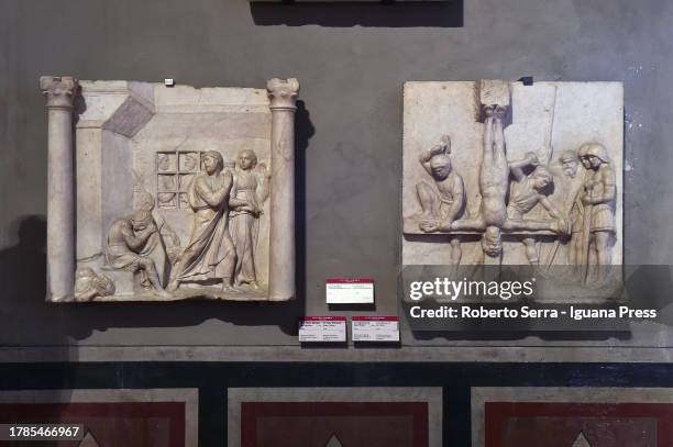 Italian Renaissance artist, sculptor and ceramist Luca Della Robbia masterpieces's are displayed at the Bargello Museum site where is unveiled the...