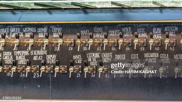 Illustration picture shows a large range of beers on tap at the launch of a new generic promotional campaign around Belgian beer, in Brussels...