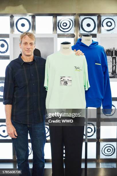 Tony Hawk displaying pieces from Tony Hawk Signature Line.