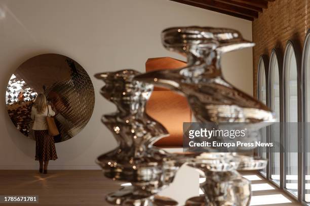 Woman observes the works at the Hortensia Herrero Art Center , located inside the former Valeriola Palace, on November 10 in Madrid, Spain. This...