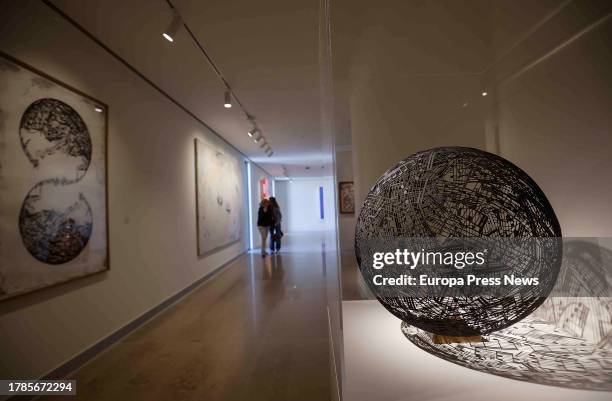 Two people look at the works at the Centro de Arte Hortensia Herrero , located inside the former Valeriola Palace, on November 10 in Madrid, Spain....