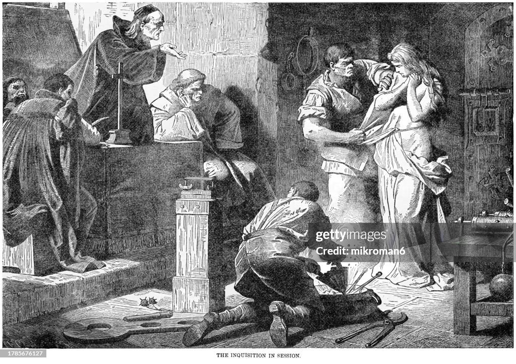 Inquisition Graphics Old Engraving Illustration Of The Inquisition In Session High-Res Stock ...