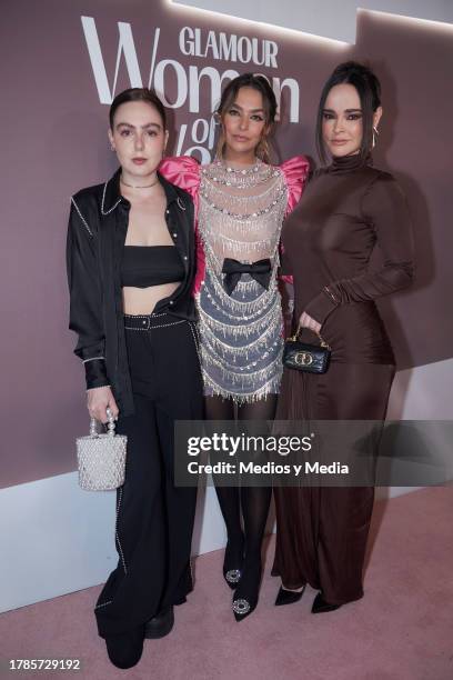 Juana Arias, Regina Blandón and Fabiola Guajardo pose for a photo during a Red Carpet of 2023 Women of the Year, of Glamour Magazine at Hotel St....