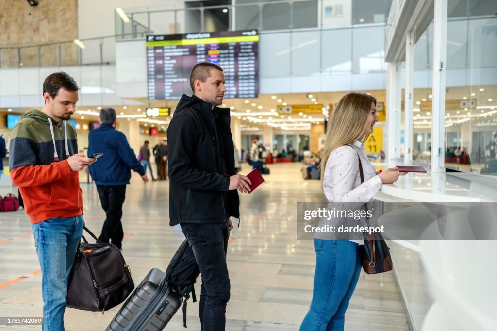 Passengers doing check-in at the airport