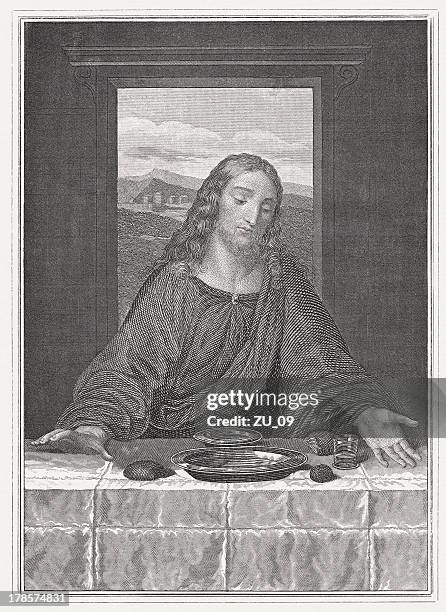 jesus said: "take, eat, this is my body (matthew 26) - last supper stock illustrations