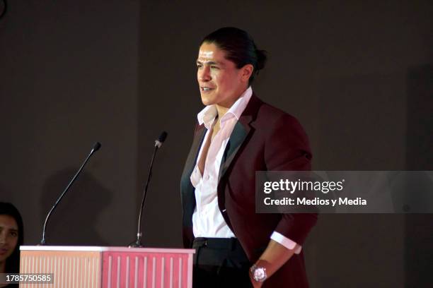 Cristo Hernández speaks during the ceremony 2023 Women of the Year, of Glamour Magazine at Hotel St. Regis on November 9, 2023 in Mexico City, Mexico.