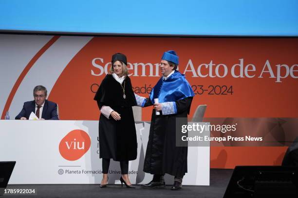 The Rector Magnifica of the University of Valencia, Eva Mª Giner Larza, during the presentation of the Sexenios de Investigacion awards corresponding...