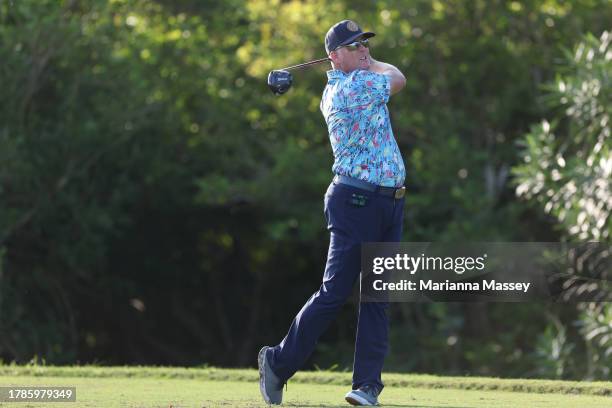 Points of the United States hits a tee shot on the fourth hole during the second round of the Butterfield Bermuda Championship at Port Royal Golf...