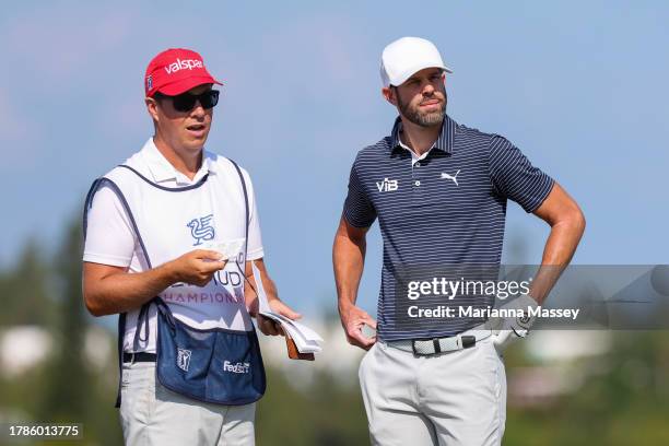 Kevin Tway of the United States plans a shot from the tenth tee during the second round of the Butterfield Bermuda Championship at Port Royal Golf...