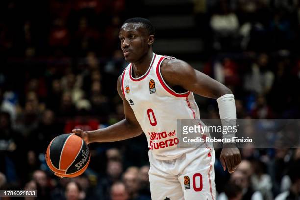Jared Harper of Valencia Basket in action during the Turkish Airlines EuroLeague Regular Season Round 7 match between EA7 Emporio Armani Milan and...