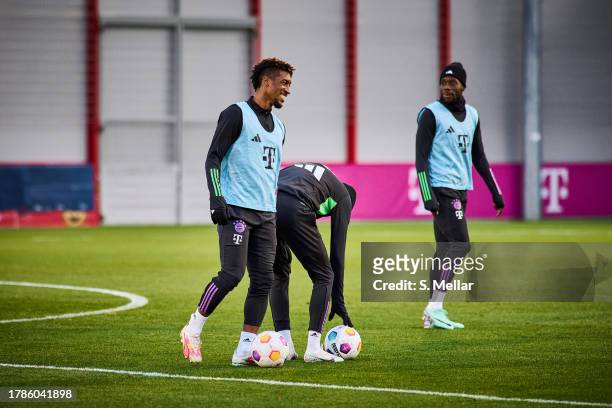 Kingsley Coman of FC Bayern Muenchen during practice at the training ground at Saebener Strasse on November 10, 2023 in Munich, Germany.