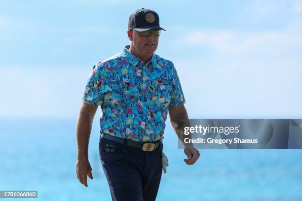 Points of the United States walks off the 16th green during the second round of the Butterfield Bermuda Championship at Port Royal Golf Course on...