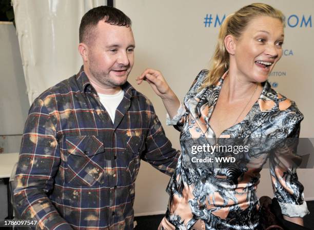 Kim Jones and Kate Moss backstage