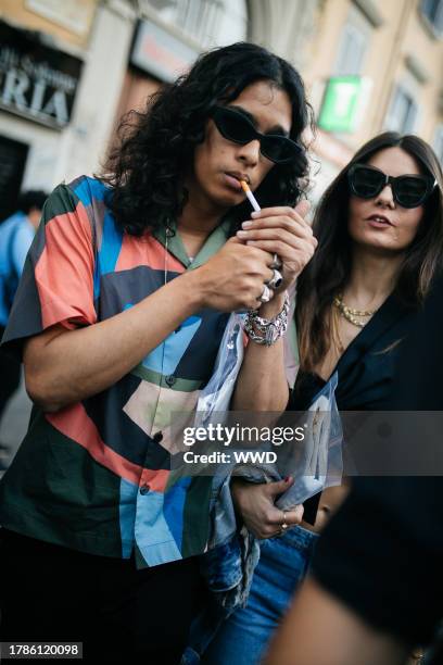 Street Style at Milan Fashion Week Men's Spring 2020, photographed in Milan on June 15 - 17, 2019...