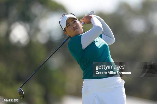 Jasmine Suwannapura of Thailand plays her shot from the 11th tee during the second round of The ANNIKA driven by Gainbridge at Pelican at Pelican...