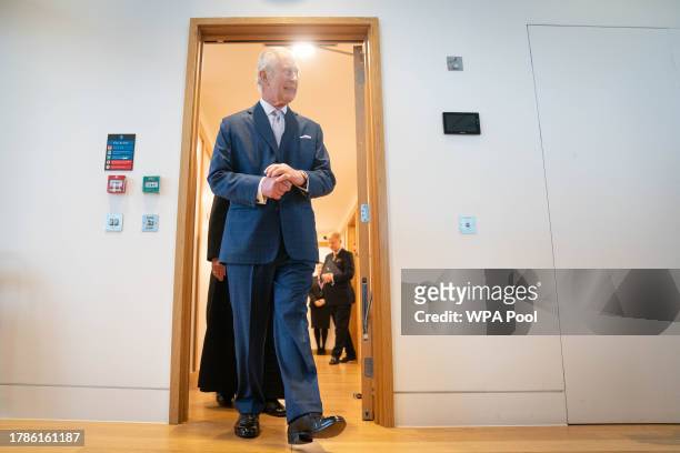 King Charles III at a reception of faith leaders during a visit to the new Lambeth Palace Library to mark Inter Faith Week, which aims to strengthen...
