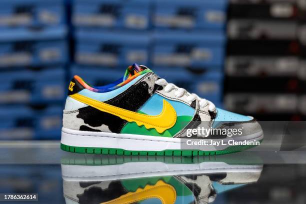 Los Angeles, CA Ben & Jerry "Chunky Dunky" Nike Dunk Low, one of the most popular and expensive pair of Nike sneakers, for $1,400 at Cool Kicks, on...