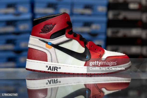 Los Angeles, CA The Off-White "Chicago / OG" Jordan 1 High, one of the most popular and expensive pair of Nike sneakers, for $4,500 at Cool Kicks, on...
