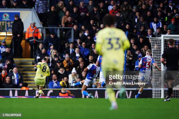 Alan Browne of Preston North End scores the team's first goal during the Sky Bet Championship match between Blackburn Rovers and Preston North End at...