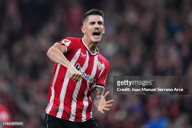 Oihan Sancet of Athletic Club celebrates after scoring the team's first goal during the LaLiga EA Sports match between Athletic Bilbao and Celta Vigo...