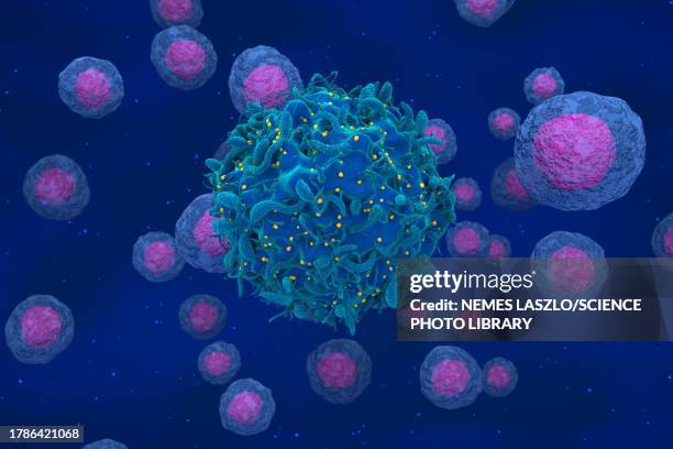 ilustraciones, imágenes clip art, dibujos animados e iconos de stock de cell infected with hiv, illustration - membrana celular