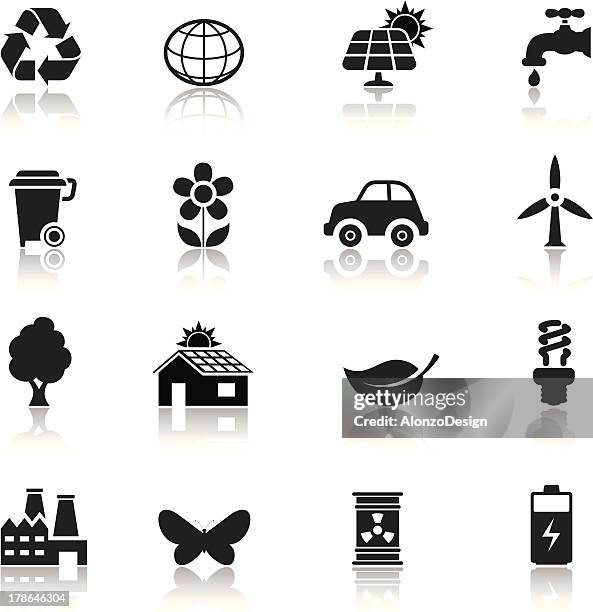 ecology icon set - skip bin vector stock illustrations