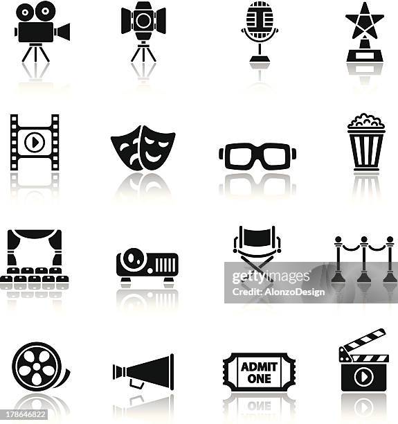 ilustrações, clipart, desenhos animados e ícones de conjunto de ícones do cinema - cadeira de diretor