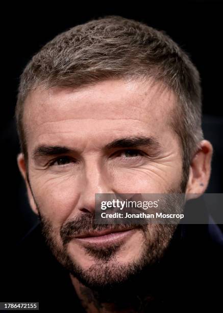 Former England, Manchester United, LA Galaxy, AC Milan and PSG player and actual President and Co Owner of Inter Miami, David Beckham looks on prior...