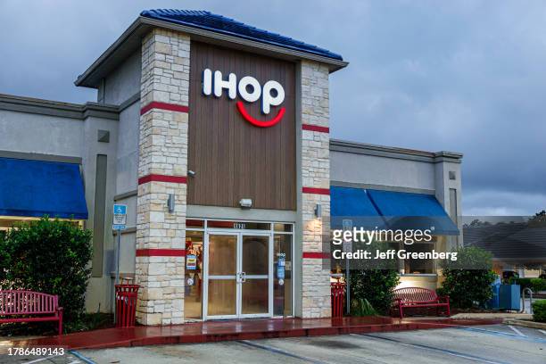 Fleming Island, Jacksonville, Florida, IHOP, pancakes restaurant sign at dusk.
