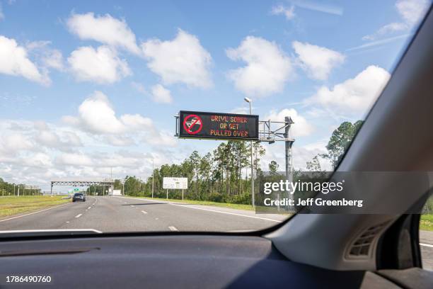 Jacksonville, Florida, highway Route 23, digital electronic billboard, Drive Sober or Get Pulled Over.