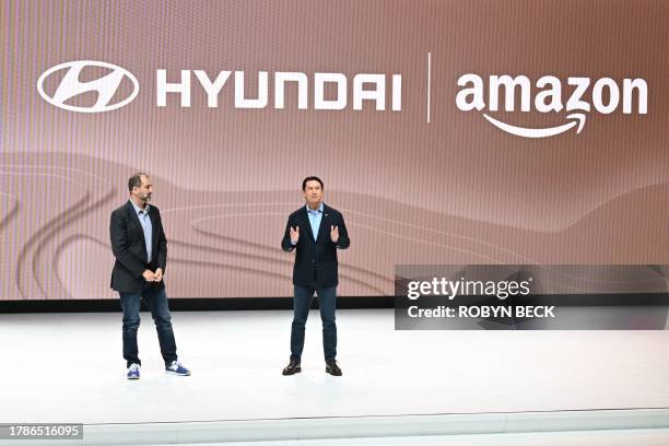 Amazon Vice President of Worldwide Corporate Business Development Marty Mallick and Hyundai Global President and Chief Operating Officer Jose Munoz...