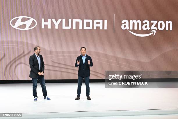 Amazon Vice President of Worldwide Corporate Business Development Marty Mallick and Hyundai Global President and Chief Operating Officer Jose Munoz...