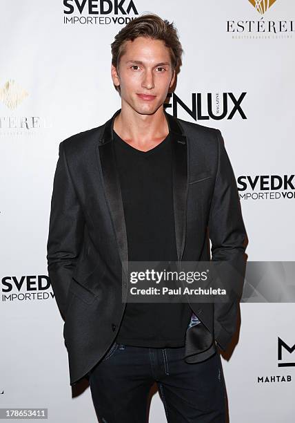 Actor Benjamin Stone attends the Genlux Magazine release party at Sofitel Hotel on August 29, 2013 in Los Angeles, California.