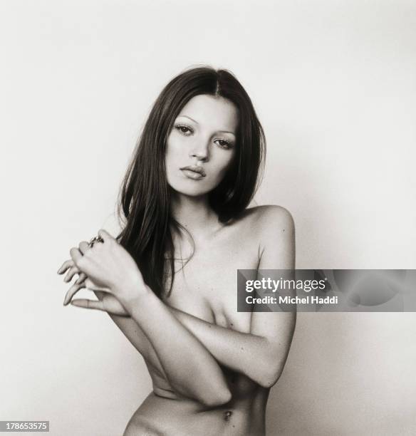 Model Kate Moss is photographed for GQ on June 12, 1991 in London, England.