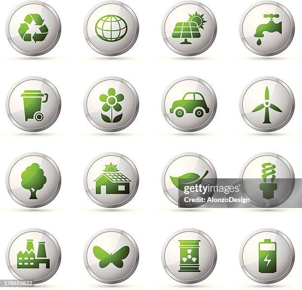 ecology icon set - treehouse stock illustrations