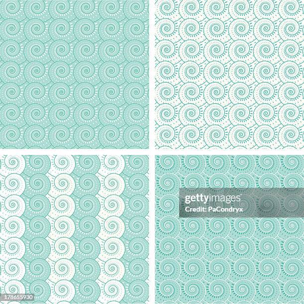 seamless stylized waves pattern - sea shell stock illustrations