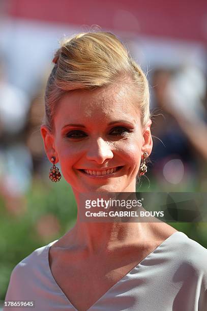 German actress Alexandra Finder arrives for the screening of "Die Frau des Polizisten" presented in competition at the 70th Venice Film Festival on...