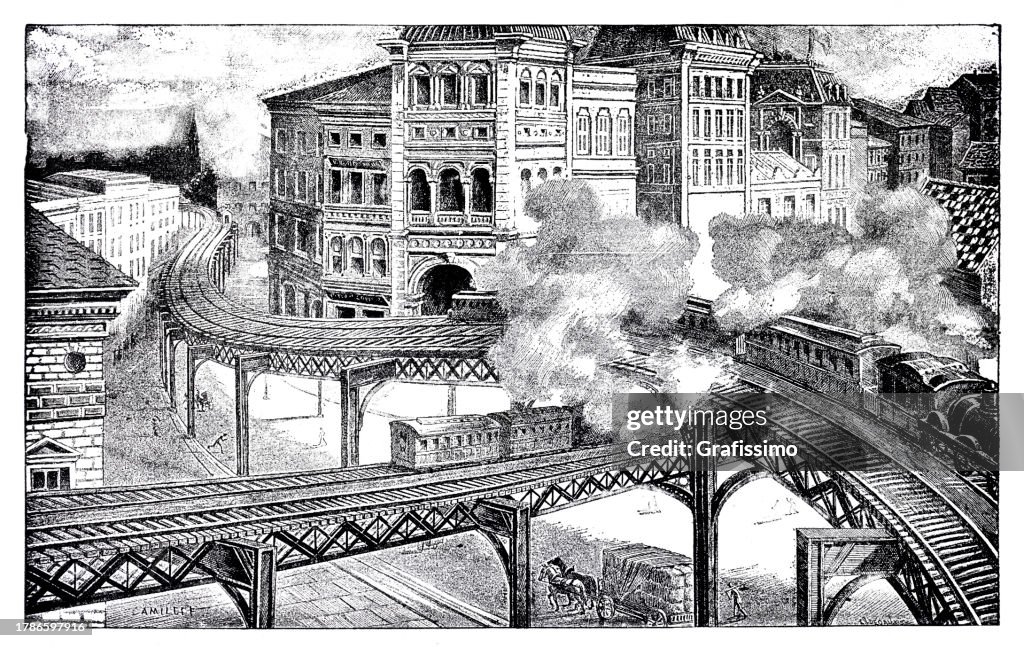 Elevated railway in New York City 1893