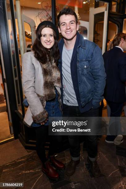 Emily Cook and Jacob Dudman attend the unveiling of Burlington Arcade's 2023 Christmas with Andrew Lloyd Webber on November 16, 2023 in London,...